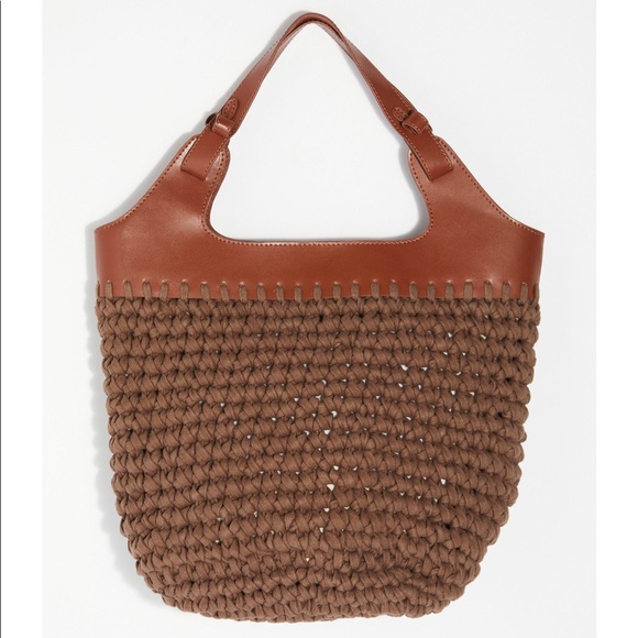 New Free People Brown Magnolia Macrame Tote Bag - Picture 2 of 8